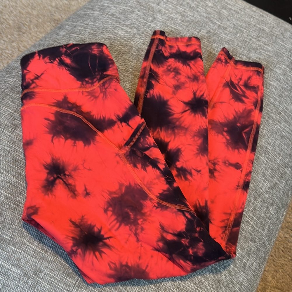 lululemon athletica Red & Black Tie-Dye High-Rise Leggings